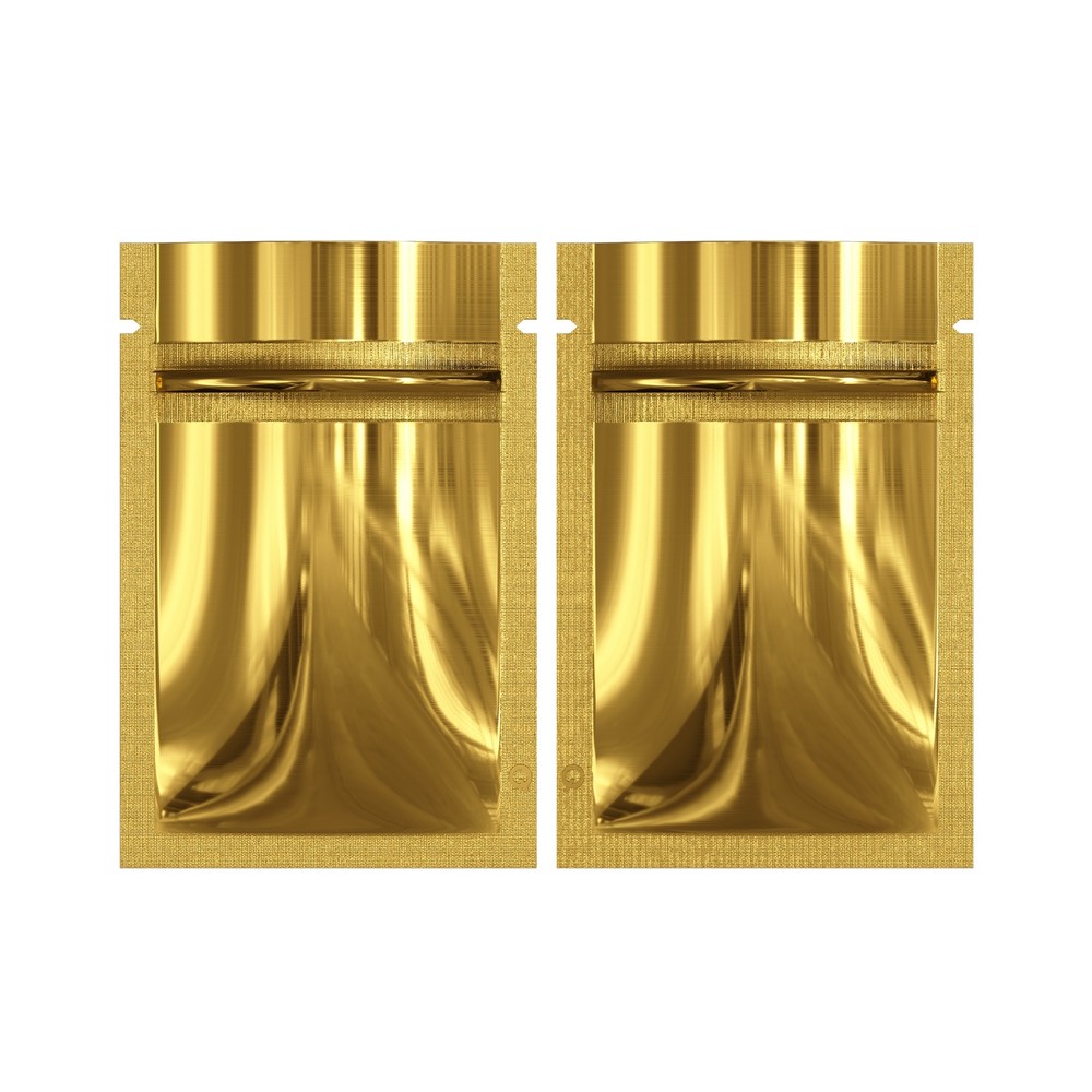 100/200/500 Glossy Gold Mylar Foil Smell Proof Resealable Zip Seal Lock Bags