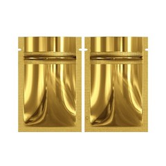 100/200/500 Glossy Gold Mylar Foil Smell Proof Resealable Zip Seal Lock Bags