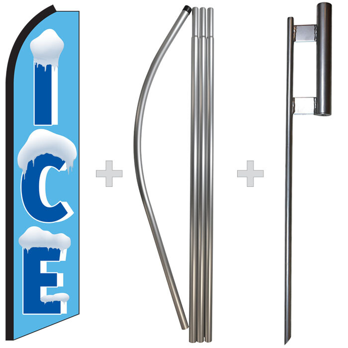 Ice 15′ Tall Swooper Flag & Pole Kit Feather Super Bow Banner