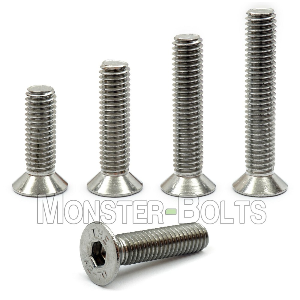 M8 Stainless Steel Flat Head Socket Cap Screws A2, Metric DIN 7991 1.25 Coarse