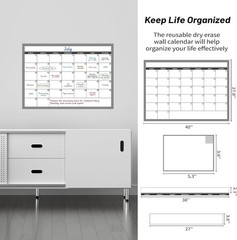 Ample Space 40″ x 28″ Laminated Dry Erase Calendar for Home, School, & Office