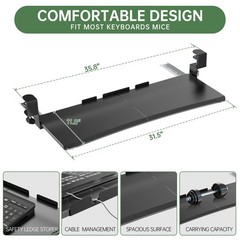 UPGRAVITY Extra Large Keyboard Tray Under Desk – Slide Out with 31.5in, Black