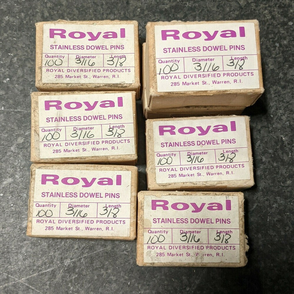 20 Pack – 3/16″ x 3/8″ through 1-1/2″ Royal 18-8 Stainless Steel Dowel Pins USA