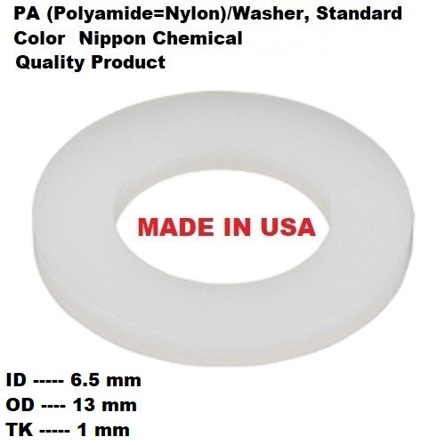 6.5 mm ID X 13 mm OD X 1 mm FLAT WASHER Polyamide NYLON Plastic SPACER 6mm