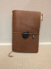 TRAVELER’S COMPANY Notebook Leather Cover Passport Size Camel Accessory set USED