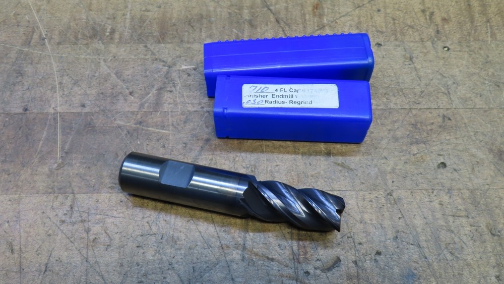 Widia Hanita Varimill 4fl carbide endmill .710″ R.03 REGRIND from 3/4″x4″ AlTiN