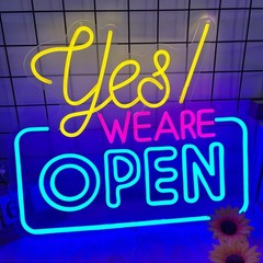 Open Neon Sign for Wall Decor, Yes We Are Open Led Signs, Dimmable USB Powere…