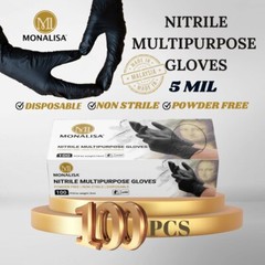 MONALISA™ Disposable Black Nitrile Gloves Industrial Powder Free 5mil 100 PCS