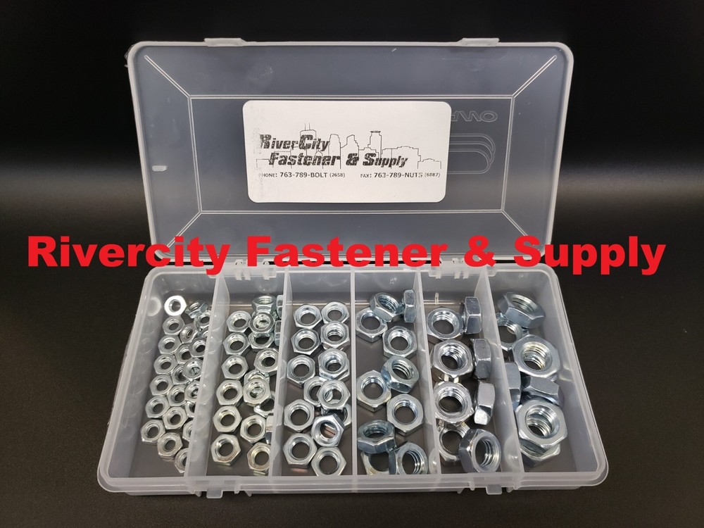 1/4-20 5/16-18 3/8-16 7/16-14 1/2-13 9/16-12 Jam Nut Assortment – Kit Zinc
