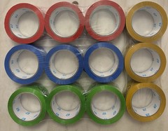 12 ROLLS – eBay Packaging Tape – Red, Blue, Green, and Yellow, 75 Yards Per Roll