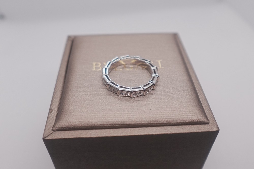 NEW.BuIgarl.18K Serpenti VIPER ring White gold diamond ring #7