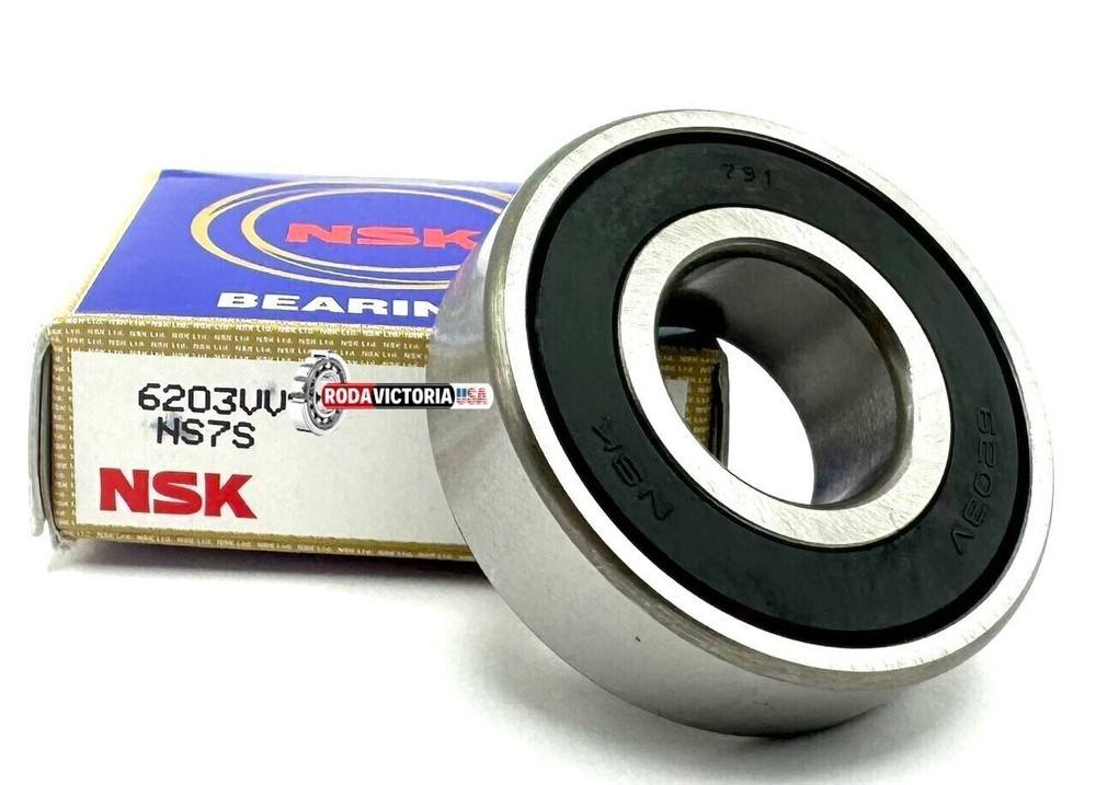 NSK 6203 VV Deep Groove Ball Bearing, Rubber Sealed 17x40x12 mm 6203 2RS