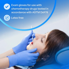 Chemo-Rated Fingertip-Textured Blue Nitrile Exam Gloves, Blue Medical Nitrile Gl