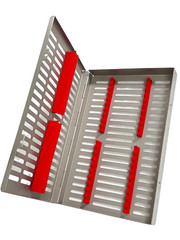 20 Instruments Sterilization Cassette w/ Silicone Inserts Red, Large, German CE
