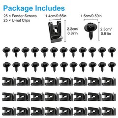 50PCS Universal M4.2 Fender Liner Screws U-Nut Clips Car Engine Splash Fasteners