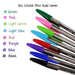 BIC Cristal Xtra Bold Classic Assorted Barrel Pens Pack of 8 Writing Instruments