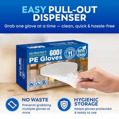 600 Pack Disposable Food Service Gloves, BPA & Latex-free Hdpe, Clear