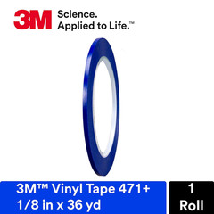 Vinyl Tape 471+, 1/8 in X 36 Yd, Indigo, 1 Roll, Fine Line Tape for Paint Maskin