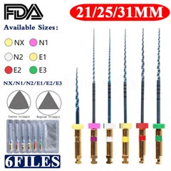 6 Pcs Dental Endodontic NiTi Engine Use Heat Activated Rotary Files 19/21/25mm