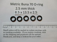 8.5mm ID x 13.5mm OD x 2.5mm thick O-ring. Buna-70. Quan 5.