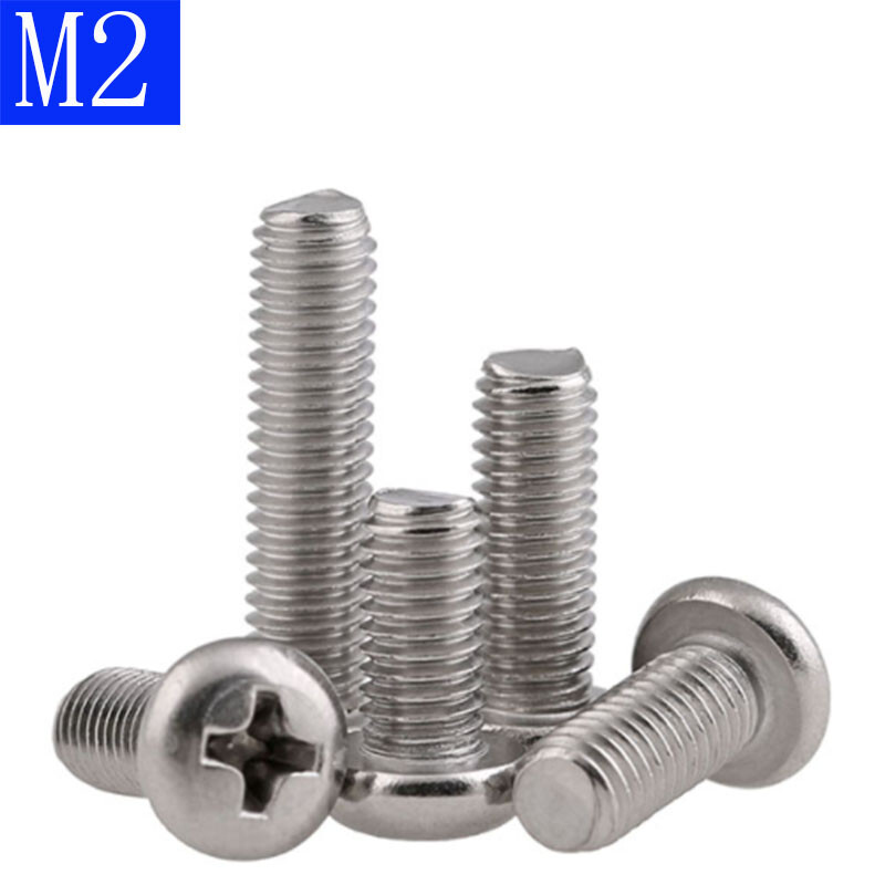 M2 X 0.4 2mm Stainless Steel Phillips Pan Head Machine Screws DIN 7985A GB818