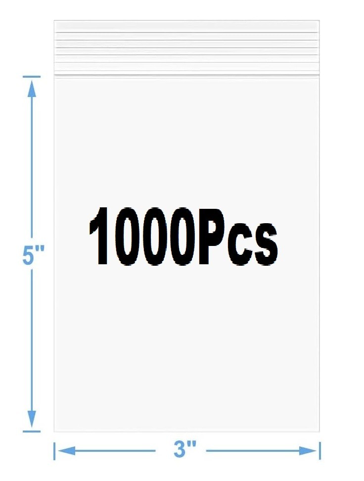 3″ x 5″ Resealable Plastic Bags 1000 Pack Reclosable Mini Bags with Zipper
