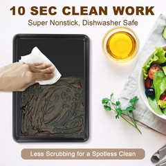 Baking Sheet Pan Set of 3, Commercial Cookie Sheets for Baking, large, Black
