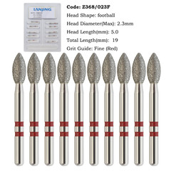 Zirconia Diamond burs Egg Football Ball Round End Taper FG 368 856 881 Fine Grit
