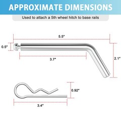 Replacement 5th Wheel Pins & Clips, 1/2-Inch Diameter Fits 0.5 inches, Silver