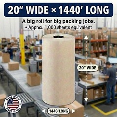 Packing Paper Roll 20″ x 1400ft (1,000 Sheets 17″ Equivalent) – Newsprint Pap…
