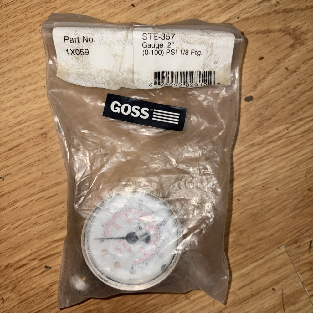 Goss 1X059 Air Pressure Gauge 0-100PSI Bottom Mount 1/8 in Conn