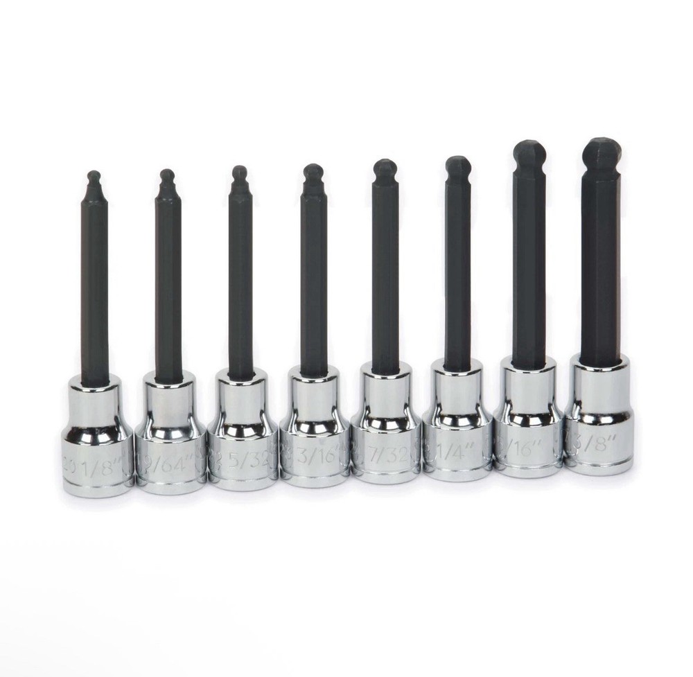 Williams 3/8″ Drive Hex Ball Tip Bit Socket Set 8pc Clip Rail 1/8 – 3/8″ SAE