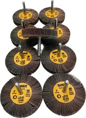 10 Pcs DEWALT Mounted Flap Wheel 3” x 1/2” W 1/4 in Shank Aluminum Oxide 80 Grit