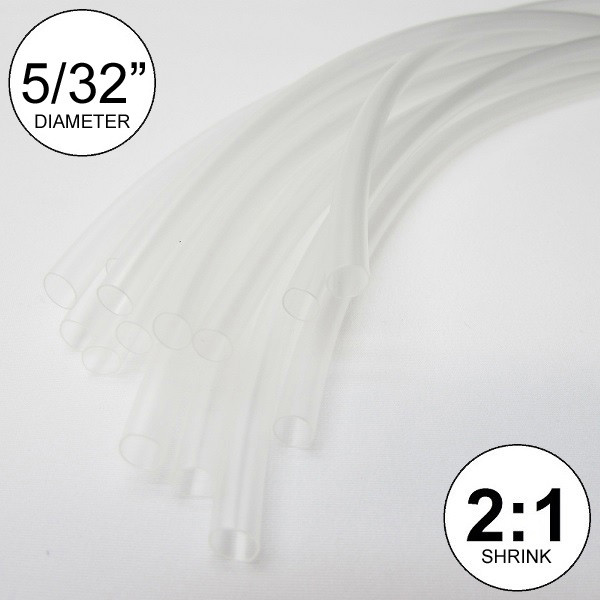 5/32″ ID Clear Heat Shrink Tube 2:1 ratio polyolefin (25 ft) inch/feet/to 4mm
