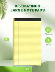 Zaviko Legal Pads 8.5 x 14, Wide Ruled Pad, Yellow 8.5×14 IN,