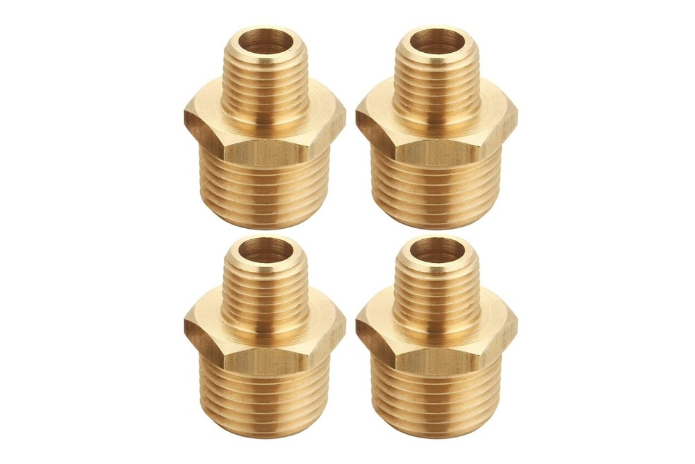 1/2″ to 3/8″ NPT Adapter, Brass Reducing Hex Nipple 4 Piece
