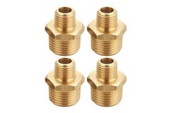 1/2″ to 3/8″ NPT Adapter, Brass Reducing Hex Nipple 4 Piece