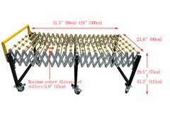 31.5in – 118in Non-power Flexible Expandable Roller Conveyor ABS Skate Wheels