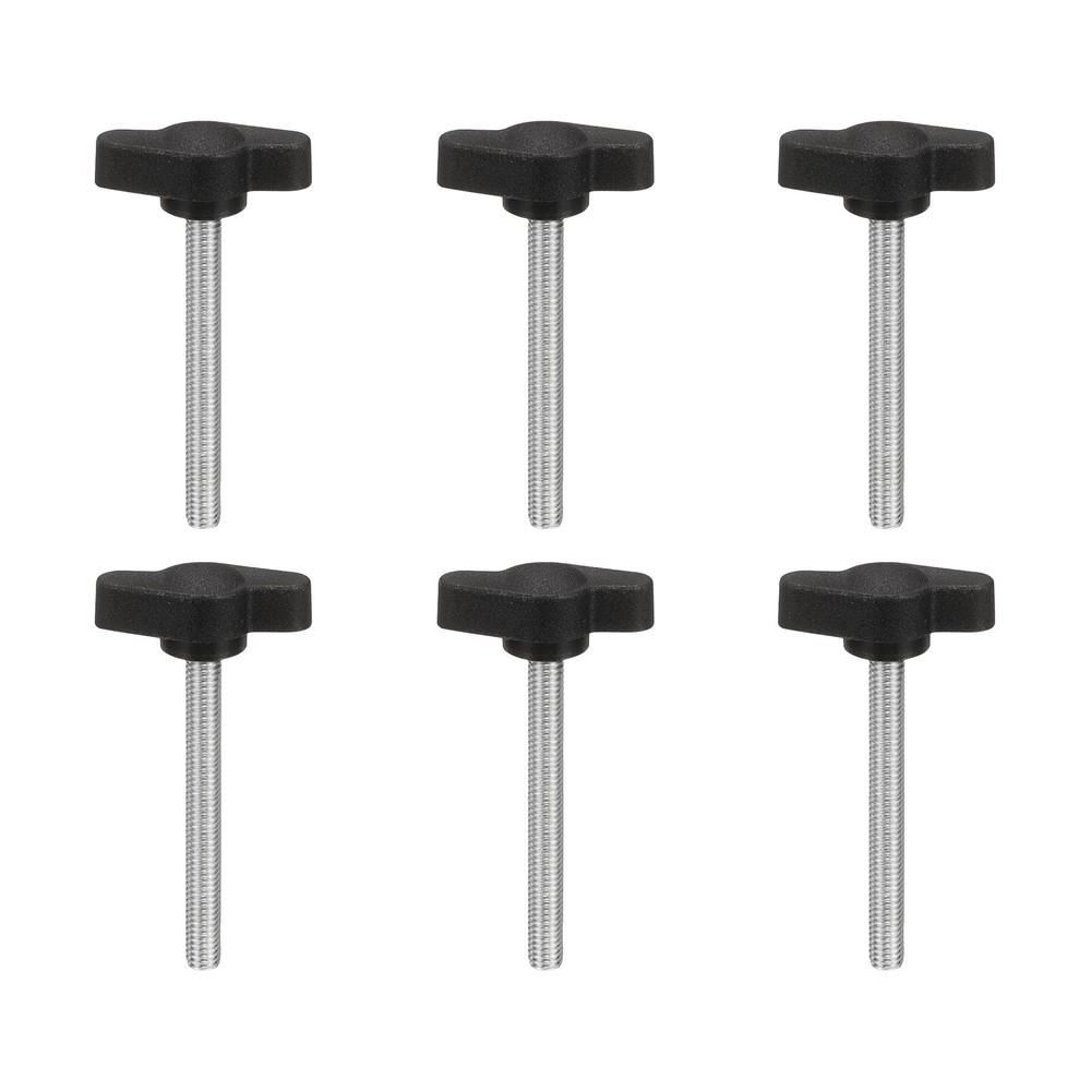 6 Pcs M5 x 45mm Tee Wing Thumb Screws Carbon Steel Mechanical Handle Bolt Screws