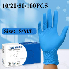 10/20/50/100PCS Blue Nitrile Gloves Disposable Waterproof Blue Gloves Kitchen Di