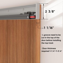 JUBEST 32″ Concealed Barn Door Hardware Kit with Soft Close Mechanism, Wall M…
