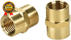 2 Pack 1/4″ X 1/4″ NPT Coupler, Brass Female Pipe Fitting