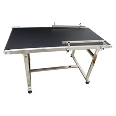 Electric PVC Belt Conveyor Transport Machine w/ Double Guardrails 110V 59×31.5in