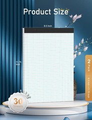 Graph Paper, Grid Paper 8.5 x 11 Graph Paper Pad, [2 Pack] Quad Ruled Grid Paper