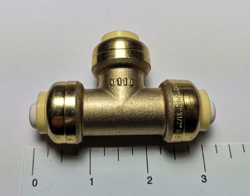 PUSH FIT TEES 1/2″ X 1/2″ X 1/2″ (10 PIECES) – LEAD FREE BRASS