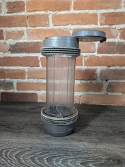 Vtg Diebold Mosler Bank Drive Thru Vacuum Tube Pneumatic Carrier Canister Double