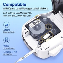 5PK For Dymo D1 Black on White S0720530 Label Tape Cassette 45013 1/2″ 12mm 160
