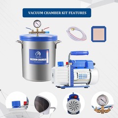 P PBAUTOS 9 Gallon Tempered Glass Vacuum Chamber with Two Rubber Seals, 33L…