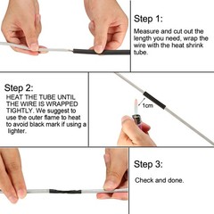 Heat Shrink Tubing 3.5mm Dia 2:1 Heat Shrink Tube Wrap Cable Sleeve 3.1m Black