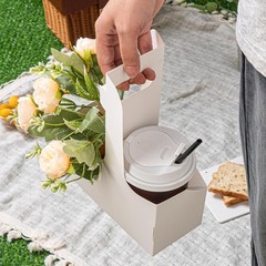 15 Pack 2/4 Cup Drink Carrier with Handle – Sturdy Kraft Paperboard Coffee Cup